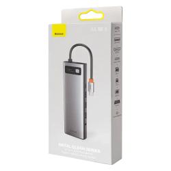 Baseus Rozbočovač 11v1 Metal Gleam Series, USB-C na 3x USB 3.0 + 2x HDMI + USB-C PD + Ethernet RJ45 + microSD/SD + VGA + AUX