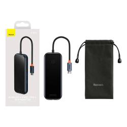 Baseus Rozbočovač 5v1 řady AcmeJoy USB-C na 2xUSB 3.0 + USB 2.0 + USB-C PD + RJ45 (tmavě šedý)