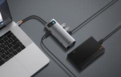 Baseus Rozbočovač 9v1 Metal Gleam Series, USB-C na 3x USB 3.0 + HDMI + USB-C PD + Ethernet RJ45 + microSD/SD + VGA