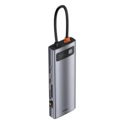 Baseus Rozbočovač 9v1 Metal Gleam Series, USB-C na 3x USB 3.0 + HDMI + USB-C PD + Ethernet RJ45 + microSD/SD + VGA