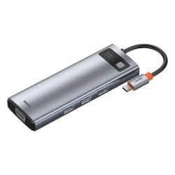 Baseus Rozbočovač 9v1 Metal Gleam Series, USB-C na 3x USB 3.0 + HDMI + USB-C PD + Ethernet RJ45 + microSD/SD + VGA