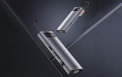 Baseus Rozbočovač 9v1 Metal Gleam Series, USB-C na 3x USB 3.0 + HDMI + USB-C PD + Ethernet RJ45 + microSD/SD + VGA