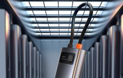 Baseus Rozbočovač 9v1 Metal Gleam Series, USB-C na 3x USB 3.0 + HDMI + USB-C PD + Ethernet RJ45 + microSD/SD + VGA