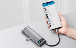 Baseus Rozbočovač 9v1 Metal Gleam Series, USB-C na 3x USB 3.0 + HDMI + USB-C PD + Ethernet RJ45 + microSD/SD + VGA