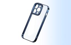 Baseus Sada průhledného pouzdra Glitter a tvrzeného skla pro iPhone 14 Pro Max (modrá)