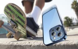 Baseus Sada průhledného pouzdra Glitter a tvrzeného skla pro iPhone 14 Pro Max (modrá)