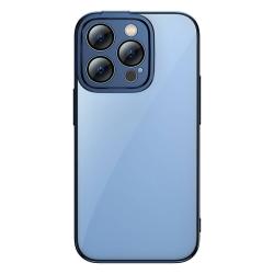 Baseus Sada průhledného pouzdra Glitter a tvrzeného skla pro iPhone 14 Pro Max (modrá)