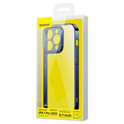 Baseus Sada průhledného pouzdra Glitter a tvrzeného skla pro iPhone 14 Pro Max (modrá)