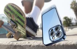 Baseus Sada průhledného pouzdra Glitter a tvrzeného skla pro iPhone 14 Pro (modrá)