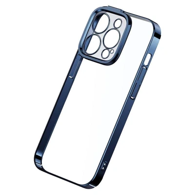 Baseus Sada průhledného pouzdra Glitter a tvrzeného skla pro iPhone 14 Pro (modrá)