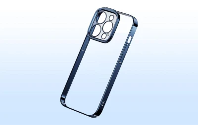 Baseus Sada průhledného pouzdra Glitter a tvrzeného skla pro iPhone 14 Pro (modrá)