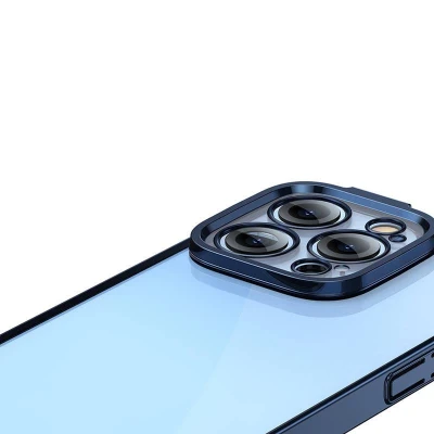 Baseus Sada průhledného pouzdra Glitter a tvrzeného skla pro iPhone 14 Pro (modrá)