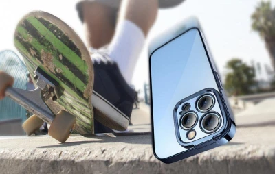 Baseus Sada průhledného pouzdra Glitter a tvrzeného skla pro iPhone 14 Pro (modrá)