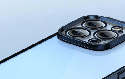 Baseus Sada průhledného pouzdra Glitter a tvrzeného skla pro iPhone 14 Pro (modrá)