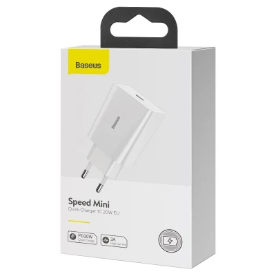 Baseus Speed Mini Quick Charger bílá USB-C PD 3A 20W nabíječka