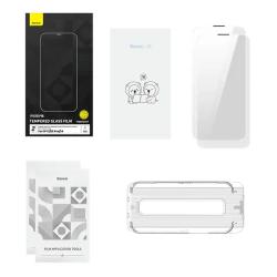Baseus Tvrzené sklo Corning pro iPhone 13/13 Pro/14 se zabudovaným prachovým filtrem