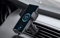 Baseus Wisdom Bezdrátové nabíjení Ventilační držák telefonu do auta (černý)