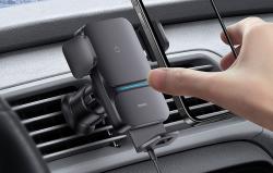 Baseus Wisdom Bezdrátové nabíjení Ventilační držák telefonu do auta (černý)