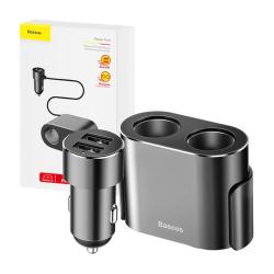 Baseus Zásuvka zapalovače s rozbočovačem 2xUSB 3,1A 100W - černá (VÝPRODEJ)