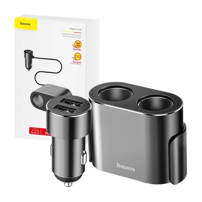 Baseus Zásuvka zapalovače s rozbočovačem 2xUSB 3,1A 100W - černá (VÝPRODEJ)