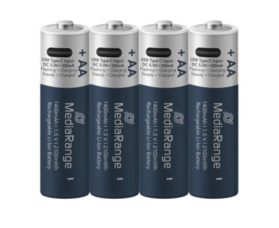 Baterie AA MediaRange MRBAT161 nabíjecí USB-C Li-Ion 1,5 V 1400 mAh 4 ks