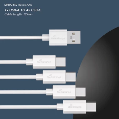 Baterie AAA MediaRange nabíjecí USB-C Li-Ion , 1,5V, 500 mAh, 4ks