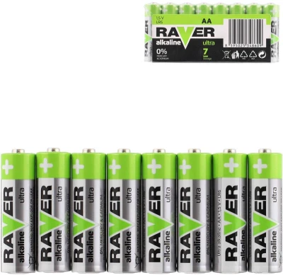 Baterie RAVER LR6/AA Alkaline Ultra 1,5V set 8ks ve fólii Baterie RAVER LR6/AA Alkaline Ultra 1,5V set 8ks ve fólii