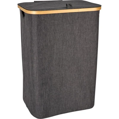 Bathroom Solutions Koš na prádlo s bambusovým okrajem 40 x 30 x 60 cm tmavě šedá Bathroom Solutions Koš na prádlo s bambusovým okrajem 40 x 30 x 60 cm tmavě šedá