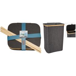 Bathroom Solutions Koš na prádlo s bambusovým okrajem 40 x 30 x 60 cm tmavě šedá