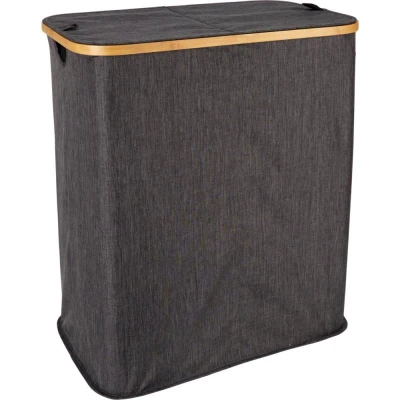 Bathroom Solutions Koš na prádlo s bambusovým okrajem 54 x 33 x 60 cm tmavě šedá Bathroom Solutions Koš na prádlo s bambusovým okrajem 54 x 33 x 60 cm tmavě šedá