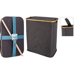 Bathroom Solutions Koš na prádlo s bambusovým okrajem 54 x 33 x 60 cm tmavě šedá