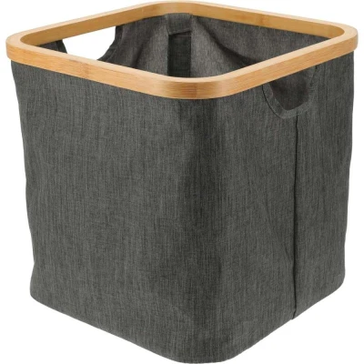 Bathroom Solutions Koš úložný na prádlo s bambusovým okrajem čtvercový 30 x 30 cm