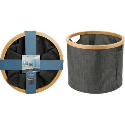 Bathroom Solutions Koš úložný na prádlo s bambusovým okrajem kulatý 30 x 25 cm
