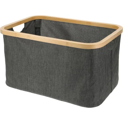 Bathroom Solutions Koš úložný na prádlo s bambusovým okrajom obdĺžnikový 45 x 25 cm
