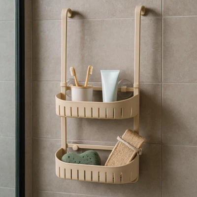 Bathroom Solutions Regál koupelnový závěsný s přísavkami béžový