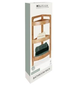Bathroom Solutions Rohový regál do koupelny 3 patra bambusové dřevo