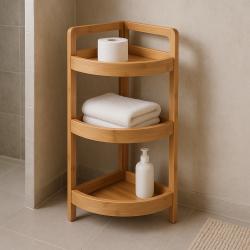 Bathroom Solutions Rohový regál do koupelny 3 patra bambusové dřevo