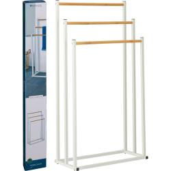 Bathroom Solutions Věšák na ručníky kovový bílý s bambusem