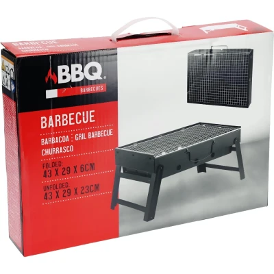 Bbq Gril na dřevěné uhlí skládací 43 x 29 x 23,5 cm černá