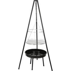 Bbq Gril na dřevěné uhlí závěsný na trojnožce pr. 48 cm