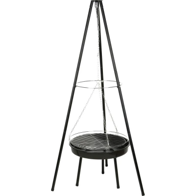 Bbq Gril na dřevěné uhlí závěsný na trojnožce pr. 48 cm