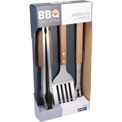Bbq Grilovací nářadí sada 3 ks dřevo-nerez