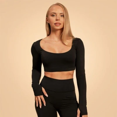 GymBeam Sense Black dámský sportovní top s dlouhým rukávem