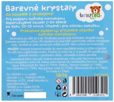 BeauTed Krystaly šumivé do koupele 172g do vody s probiotiky s vůní