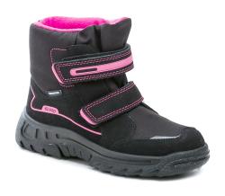 Befado 615X003 čierno ružové detské zimné topánky