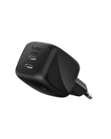 Belkin BOOST CHARGE PRO Duální 50W USB-C Power Delivery GaN PPS nástěnná nabíječka, černá