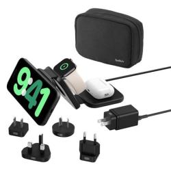 Belkin BOOST CHARGE™ PRO Qi2 3v1 Bezdrátová skládací cestovní podložka pro iPhone/Apple Watch/AirPods, černá + adaptéry Belkin BOOST CHARGE™ PRO Qi2 3v1 Bezdrátová skládací cestovní podložka pro iPhone/Apple Watch/AirPods, černá + adaptéry