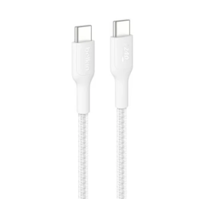 Belkin BOOST CHARGE™ PRO USB-C/USB-C kabel 240W, 1m, bílý - odolný Belkin BOOST CHARGE™ PRO USB-C/USB-C kabel 240W, 1m, bílý - odolný