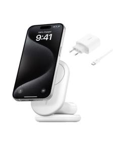 Belkin BOOST CHARGE™ Qi2 15W 2v1 Magnetický nabíjecí stojan, skládací, bílá Belkin BOOST CHARGE™ Qi2 15W 2v1 Magnetický nabíjecí stojan, skládací, bílá
