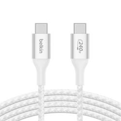 Belkin BOOST CHARGE™ USB-C/USB-C kabel 240W, 2m, bílý - odolný Belkin BOOST CHARGE™ USB-C/USB-C kabel 240W, 2m, bílý - odolný